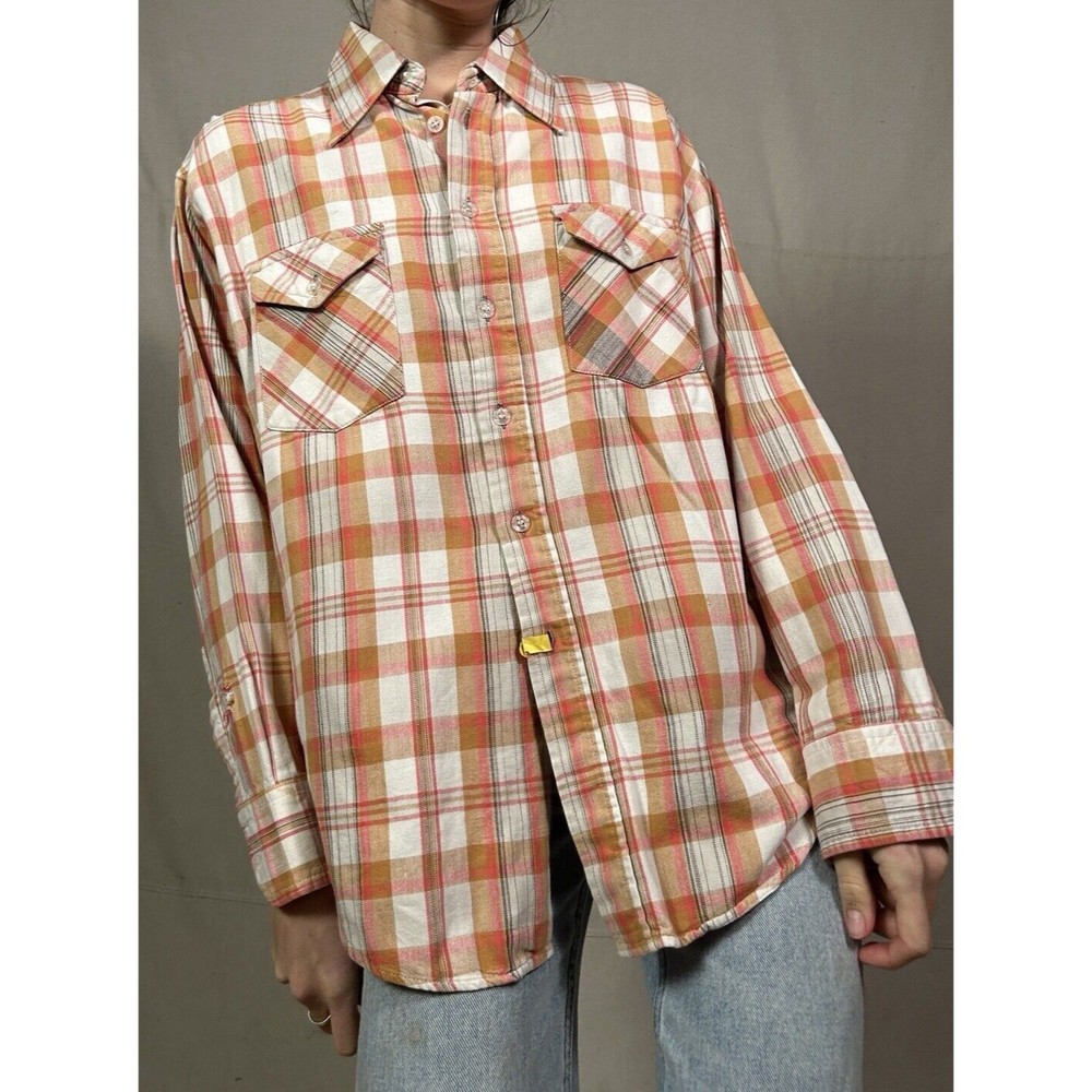 Vintage Sportswear by country touch plaid  button up long sleeve shirt XL Pink